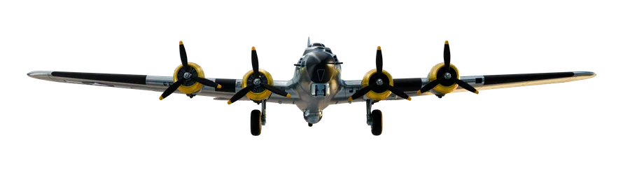 B-17 Flying Fortress display model, viewed nose-on