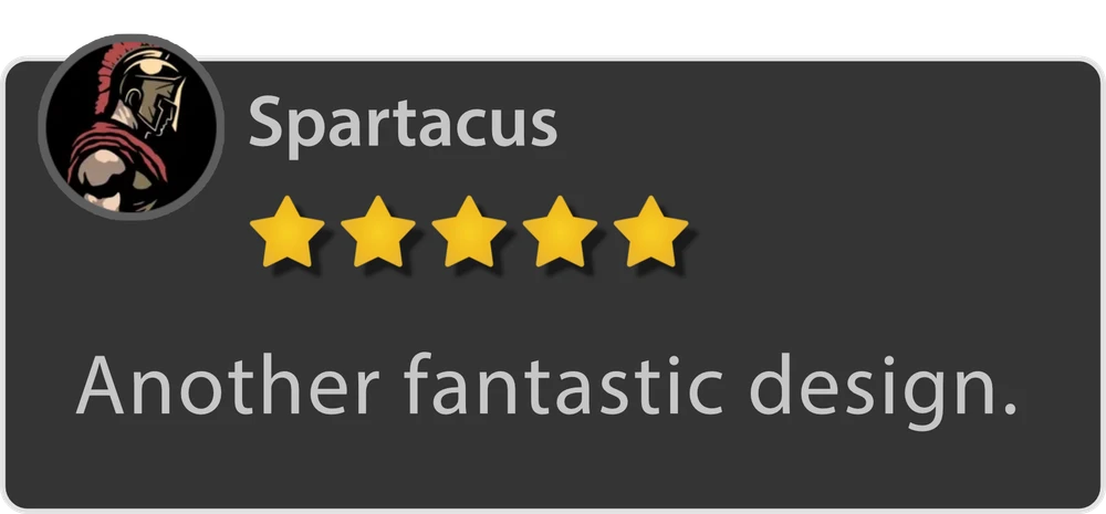 Spartacus — 5 stars. Another fantastic design.