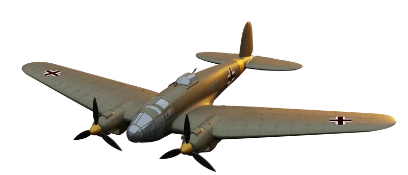 Heinkel HE-111 display model with olive camouflage and yellow details